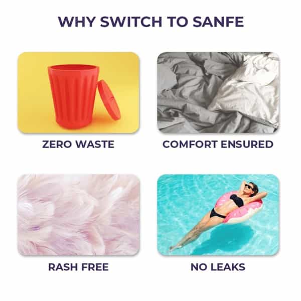 Sanfe Reusable Menstrual Cup With No Rashes Leakage Or Odor - Premium Design For Women - Large