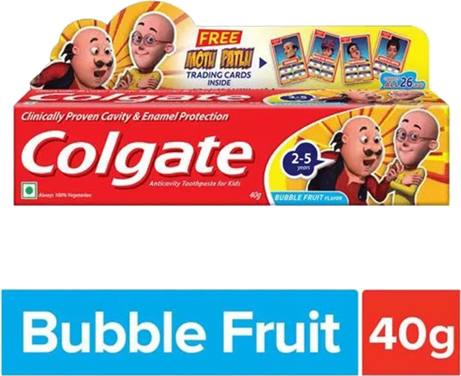 Colgate Kids (2-5yrs) Anticavity Motu- Patlu Bubble Fruit Toothpaste 40 Gm