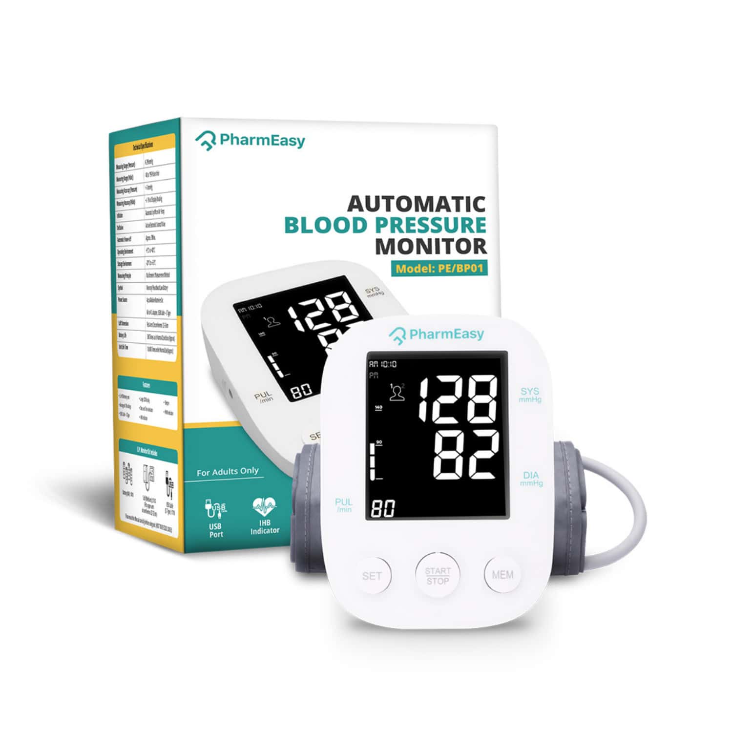 Pharmeasy Fully Automatic Digital Blood Pressure Monitor Pe/bp01
