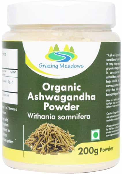 Grazing Meadows Organic Ashwagandha Powder/Withania Somnifera 200 Gms (Pack Of 5)