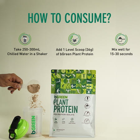 Bgreen By Healthkart Vegan Plant Protein Powder (Chocolate | 1kg | 27 Servings)