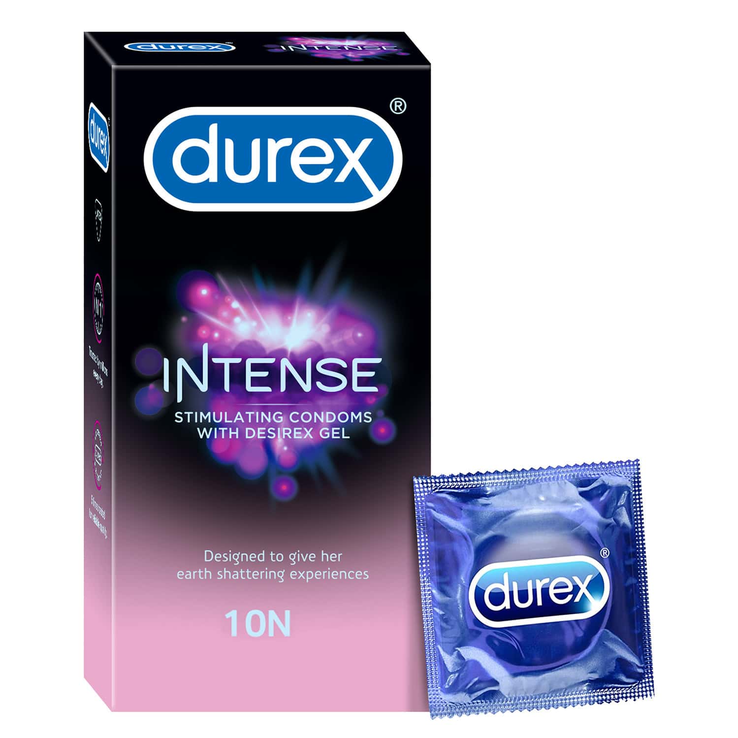 Durex | Intense Stimulating Condom With Desirex Gel | Box | 10 Condoms