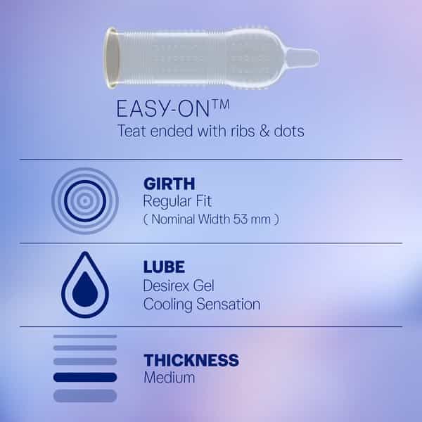 Durex | Intense Stimulating Condom With Desirex Gel | Box | 10 Condoms