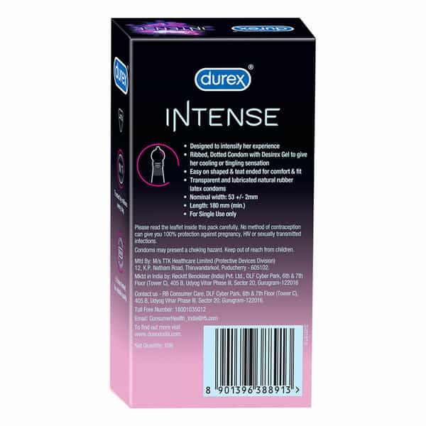 Durex | Intense Stimulating Condom With Desirex Gel | Box | 10 Condoms