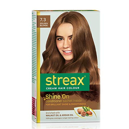 Streax Cream Hair Color For Unisex 120ml - 7.3 Golden Blonde (Pack Of 8) Golden Blonde No-7.3