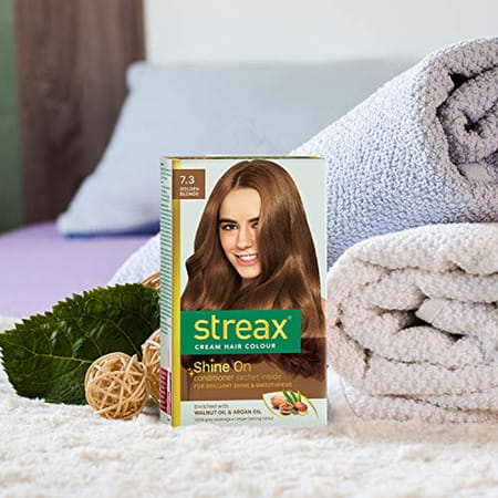 Streax Cream Hair Color For Unisex 120ml - 7.3 Golden Blonde (Pack Of 8) Golden Blonde No-7.3