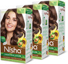 Nisha Creme Hair Color 3.5 Chocolate Brown 120G Pack Of 3 No Ammonia Hair Colour, 100% Grey Coverage