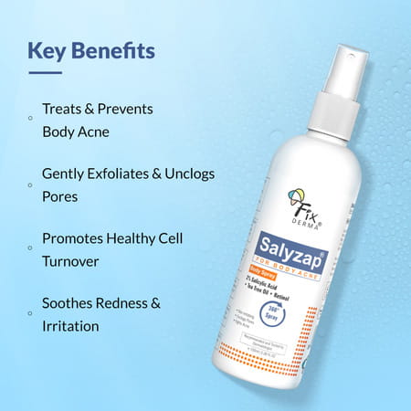 Fixderma Salyzap For Body Acne 2% Salicylic Acid Body Spray 100 Ml