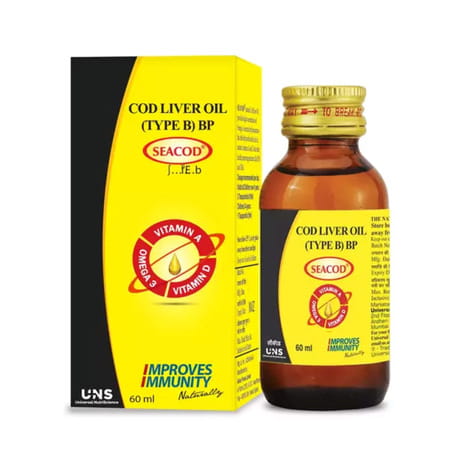 Seacod Cod Liver Oil | Improves Imminity | Omega 3 | Vitamin A | Vitamin D | 60 Ml