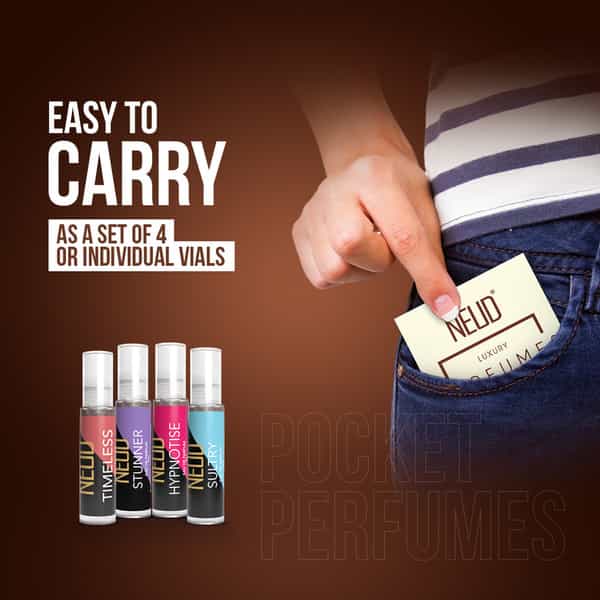 Neud Luxury Perfume Gift Set For Women | Fruity| Rose| Musk| Green Apple - 4 Vials X 10Ml Each