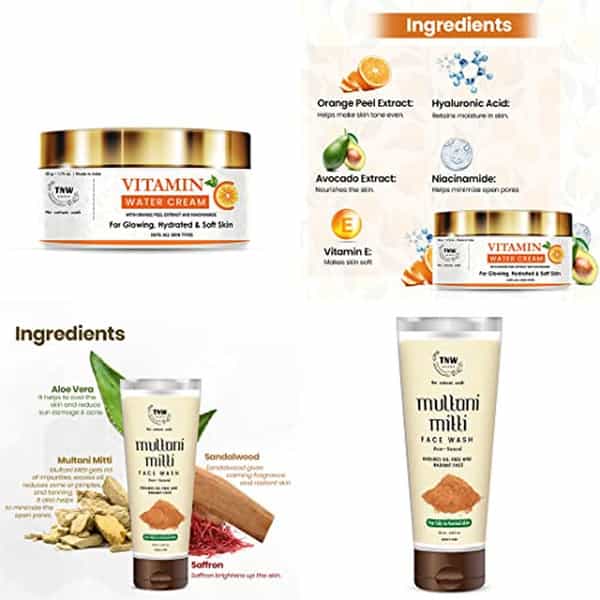 Tnw The Natural Wash Combo With Vitamin C Water Cream And Multani Mitti Face Wash |