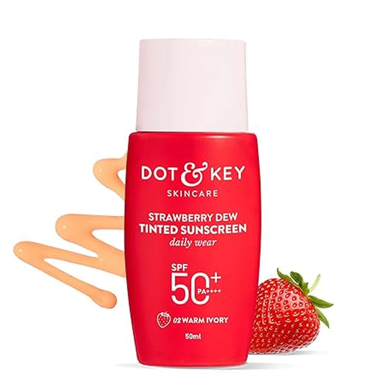 Dot & Key Strawberry Dew Tinted Sunscreen Spf 50+ Pa++++ - 02 Warm Ivory | Uva & Uvb - 50ml