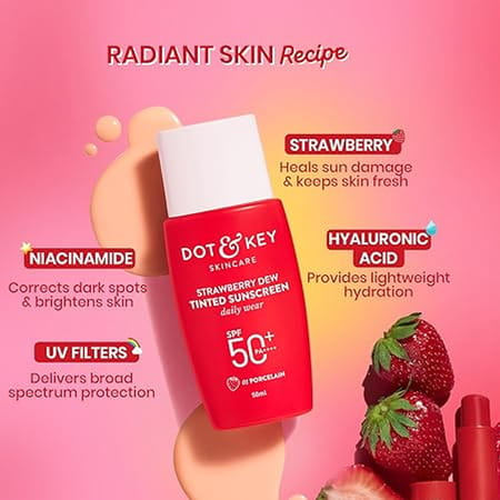 Dot & Key Strawberry Dew Tinted Sunscreen Spf 50+ Pa++++ - 02 Warm Ivory | Uva & Uvb - 50ml