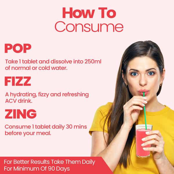 Zingavita Apple Cider Vinegar For Women Weight Loss Management 20 Fizzy Tablets