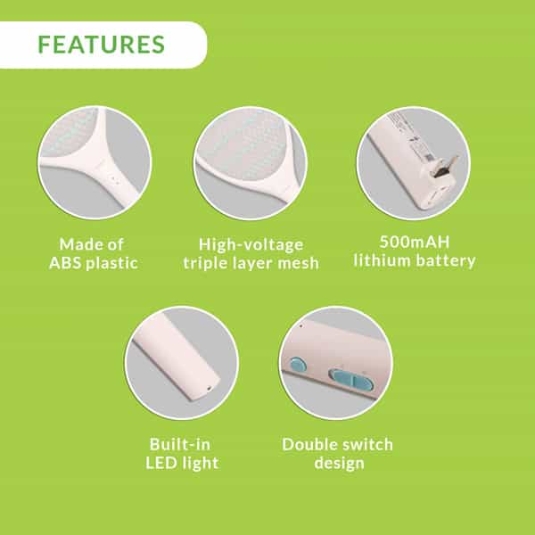 Bodyguard Anti Mosquito Racquet Rechargeable Insect Killer Bat With Led Light White - 1 Unit