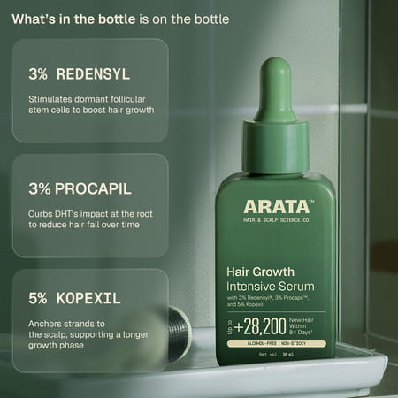 Arata Hair Growth Intensive Serum | Reduces Hair Fall & Thinning | 30 Ml