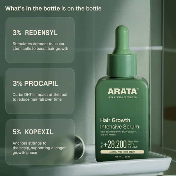 Arata Hair Growth Intensive Serum | Reduces Hair Fall & Thinning | 30 Ml