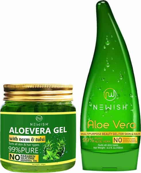 Newish Organic Non-Toxic Aloe Vera Gel For Acne Scars Glowing & Radiant Skin Treatment-200Gm 2 Pack
