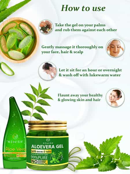Newish Organic Non-Toxic Aloe Vera Gel For Acne Scars Glowing & Radiant Skin Treatment-200Gm 2 Pack