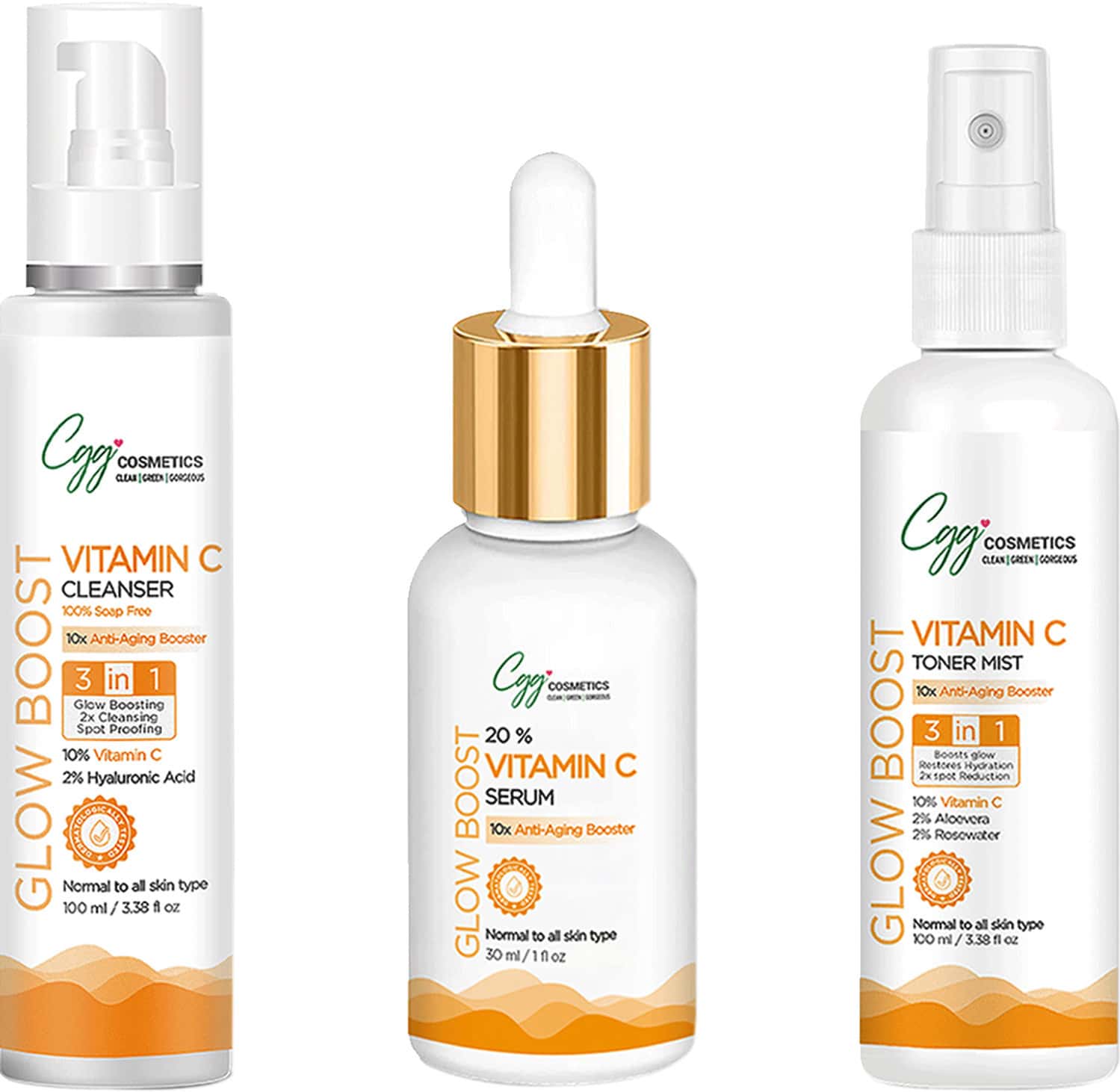 Cgg Cosmetics Vitamin C Serum 30ml | Mist 100ml | Cleanser 100ml Combo Packs