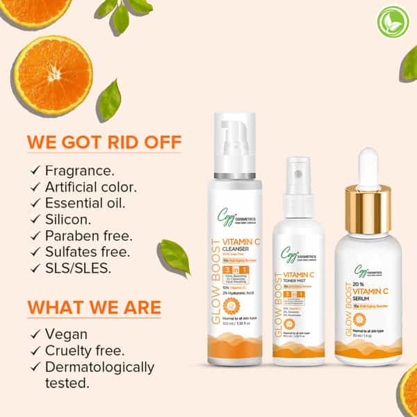 Cgg Cosmetics Vitamin C Serum 30Ml | Mist 100Ml | Cleanser 100Ml Combo Packs