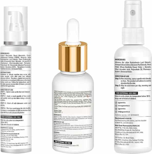Cgg Cosmetics Vitamin C Serum 30Ml | Mist 100Ml | Cleanser 100Ml Combo Packs