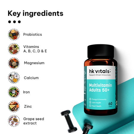 Hk Vitals Multivitamin Adults 50+ (60 Tabs) | For Joints | Heart | Energy & Healthy Ageing