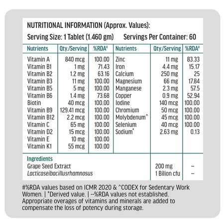 Hk Vitals Multivitamin Adults 50+ (60 Tabs) | For Joints | Heart | Energy & Healthy Ageing