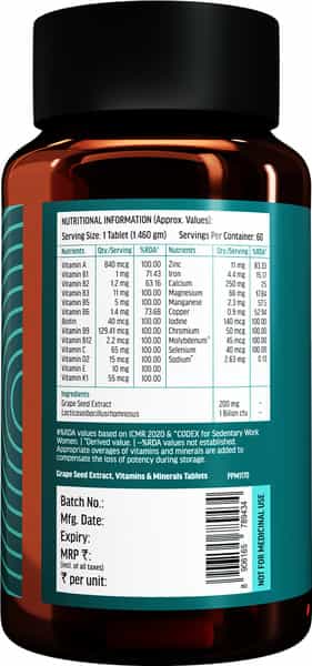 Hk Vitals Multivitamin Adults 50+ (60 Tabs) | For Joints | Heart | Energy & Healthy Ageing