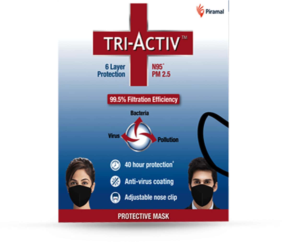 Tri-Activ N95 Masks With 6 Layer Protection Anti-Virus Coating 99.5% Filtration Efficiency