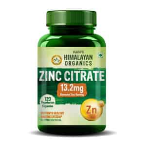 Vlado's Himalayan Organics Zinc Citrate | Healthy Immune Function & Iron Absorption - Veg - 120n