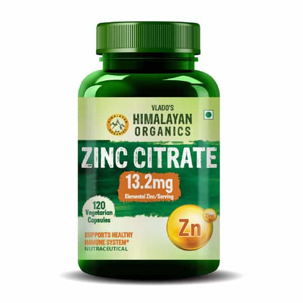 Vlado's Himalayan Organics Zinc Citrate | Healthy Immune Function & Iron Absorption - Veg - 120N