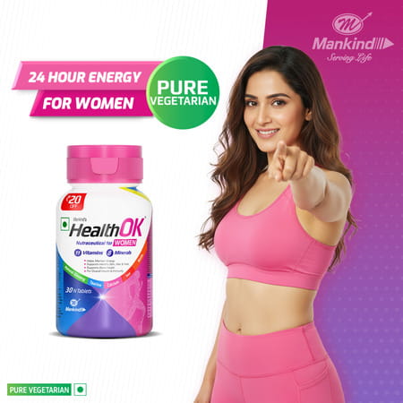 Health Ok Strawberry Flavour Nutraceutical For Women Bottle Of 30 Tablets