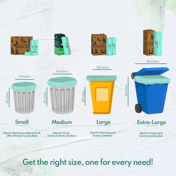 Imvelo 100% Compostable Garbage Bag | 40 Bags (4 Rolls) 24 X 30 Inches (Large) | Dustbin/Trash Bag