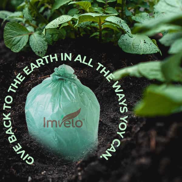 Imvelo 100% Compostable Garbage Bag | 40 Bags (4 Rolls) 24 X 30 Inches (Large) | Dustbin/Trash Bag