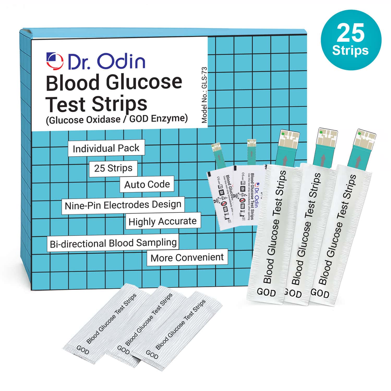 Dr. Odin Gls-73 God Blood Glucose Test Strips With God Monitoring System (25 Test Strips)