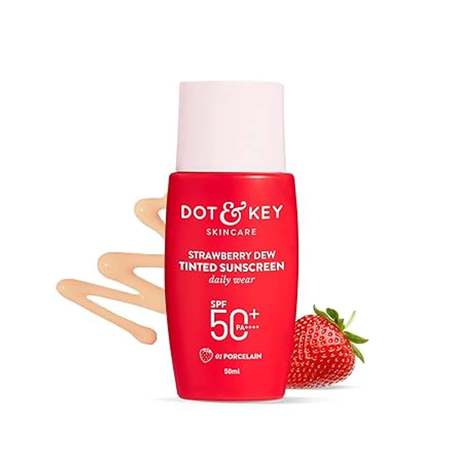 Dot & Key Strawberry Dew Tinted Sunscreen Spf 50+ Pa++++ - 01 Porcelain | Uva & Uvb - 50ml