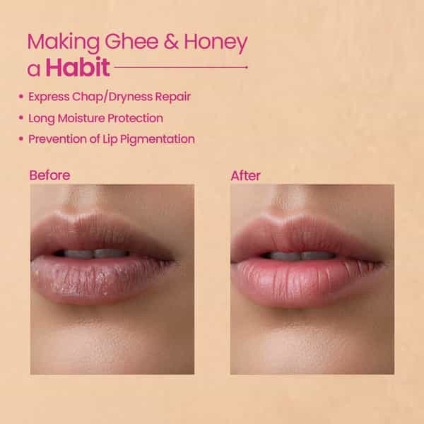 Nat Habit Pomegranate Rose Lip Balm For Dark Pigmented Lips | Lip Butter With Desi Ghee & Honey 10G