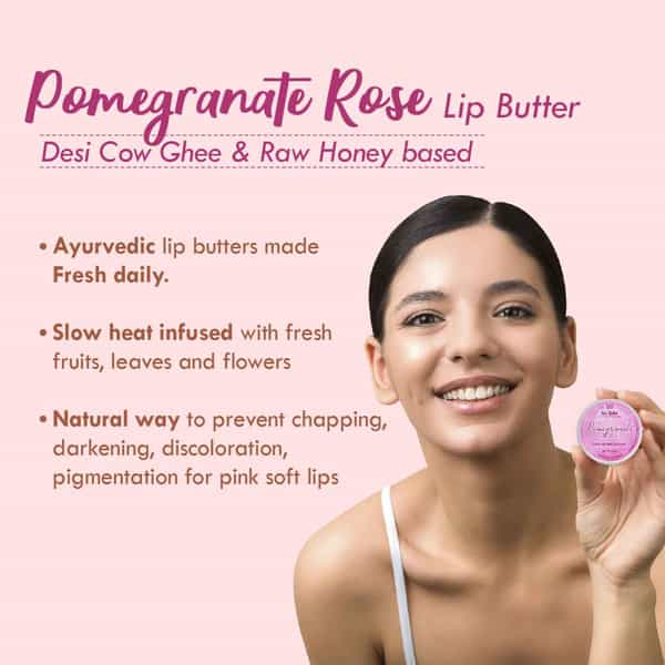 Nat Habit Pomegranate Rose Lip Balm For Dark Pigmented Lips | Lip Butter With Desi Ghee & Honey 10G