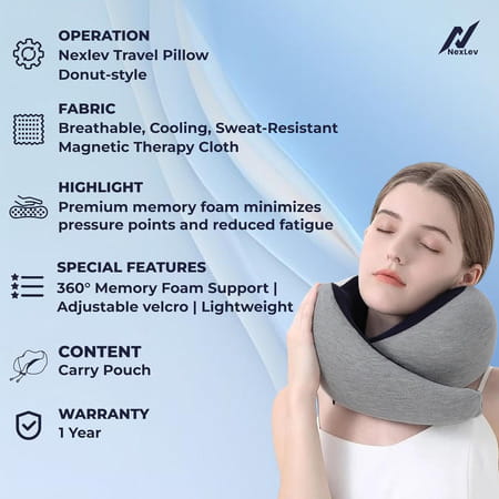 Nexlev Travel Neck Pillow Np-07 | Grey