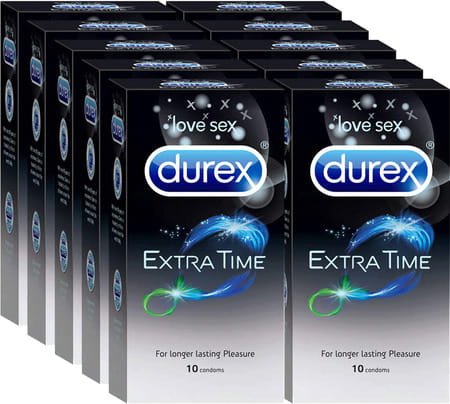 Durex Extra Time Condoms For Men - 10 Count (Pack Of 10)