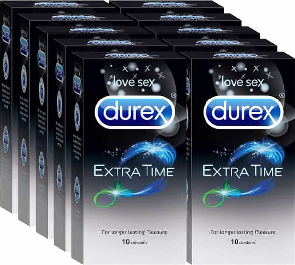 Durex Extra Time Condoms For Men - 10 Count (Pack Of 10)