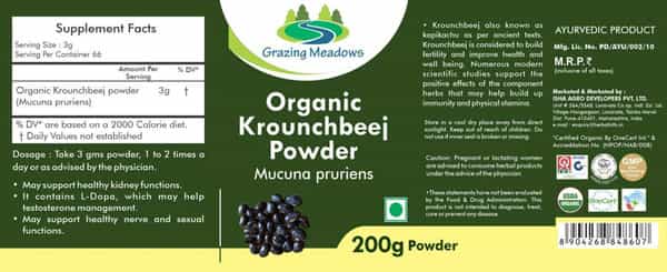 Grazing Meadows Kaunch Beej Powder - 200G (Pack Of 4)