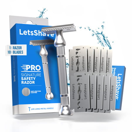 Letsshave Pro Signature De Safety Razor With 10 Blades For Men | Double Edge Classic Razor