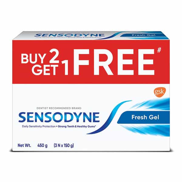 Sensodyne Toothpaste Fresh Gel Combo Pack 450 Gm Multi-Pack (150 Gm - Buy 2+1 Free)