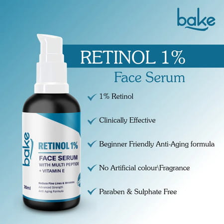 Bake 1% Retinol Face Serum With Peptides For Anti-Aging & Wrinkles (30Ml)