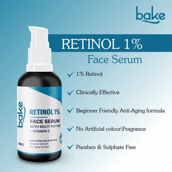 Bake 1% Retinol Face Serum With Peptides For Anti-Aging & Wrinkles (30Ml)
