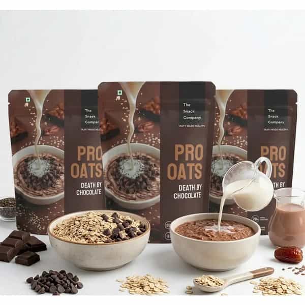 The Snack Company Protein Oats Pack Of 3 - Death By Chocolate | 20.05G Protein | 6.25G Fibre
