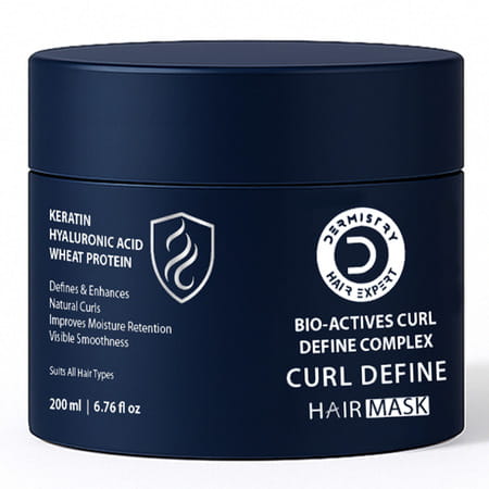 Dermistry Curl Defining Hair Mask Hyaluronic Acid Keratin For Curly Dry Frizzy Hair Hydration 200ml