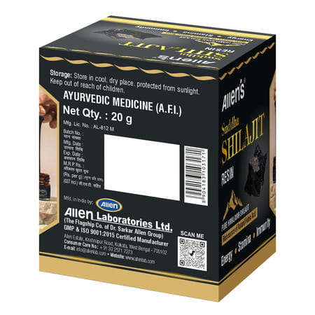 Allen's Suddha Shilajit Resin 20G | 250Mg/Serving | For Energy | Endurance & Vitality | 80 Servings
